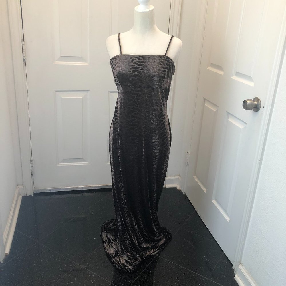 NWT Arianna Bronze Stretch Velvet Maxi Dress SZ 12